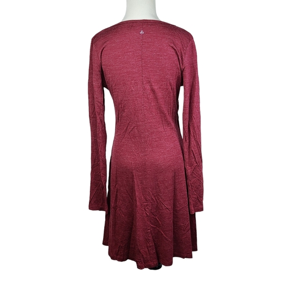 Prana Nadia burgundy faux wrap burnout a-line wool blend dress size Large - Picture 2 of 14